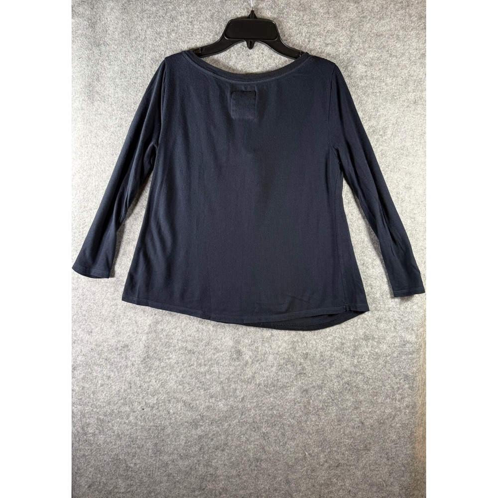 Gilly Hicks Sydney Womens Small Navy Blue Long Sleeve Henley Scoop Neck Shirt GH